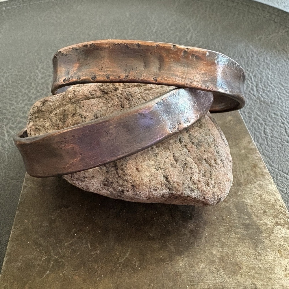 Pure Copper Handmade 1/2 Inch Cuff Bracelet Unisex Hammered Concrete Finish